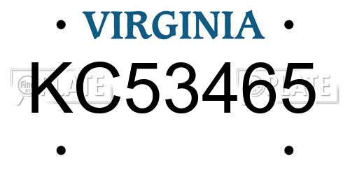 KC53465 Virginia License Plate