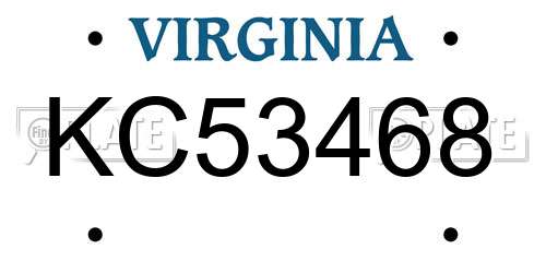 KC53468 Virginia License Plate