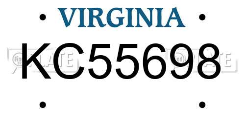KC55698 Virginia License Plate
