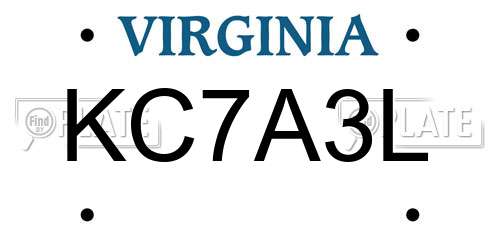 KC7A3L Virginia License Plate