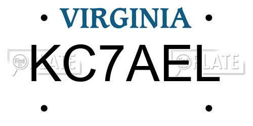 KC7AEL Virginia License Plate