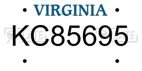 KC85695 Virginia License Plate