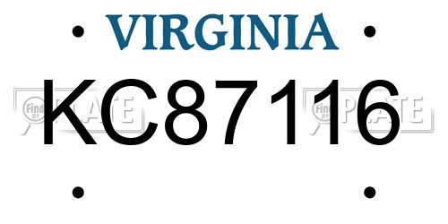 KC87116 Virginia License Plate