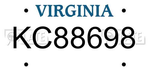 KC88698 Virginia License Plate