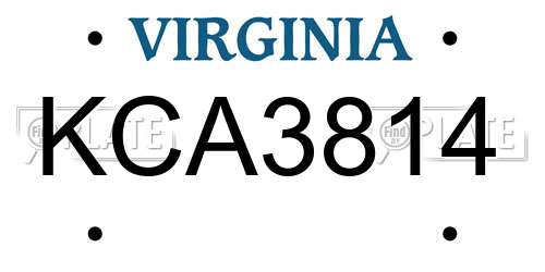 KCA3814 Virginia License Plate