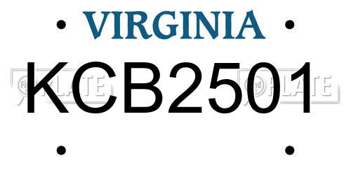 KCB2501 Virginia License Plate