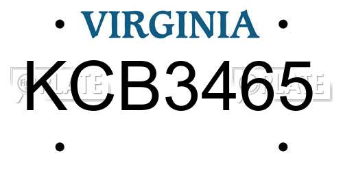 KCB3465 Virginia License Plate