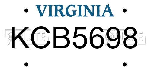 KCB5698 Virginia License Plate