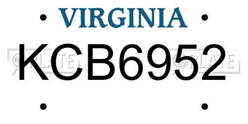 KCB6952 Virginia License Plate