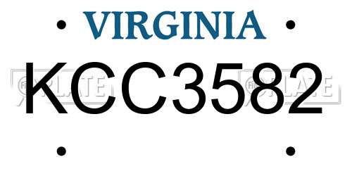 KCC3582 Virginia License Plate