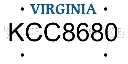 KCC8680 Virginia License Plate