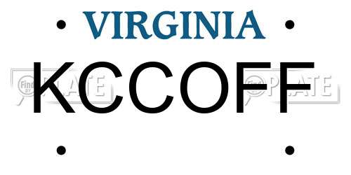 KCCOFF Virginia License Plate