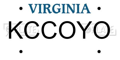 KCCOYO Virginia License Plate