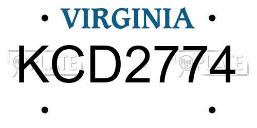 KCD2774 Virginia License Plate
