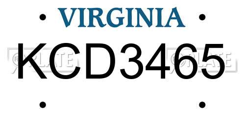 KCD3465 Virginia License Plate
