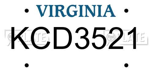 KCD3521 Virginia License Plate