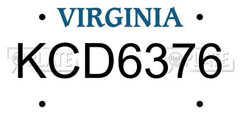 KCD6376 Virginia License Plate