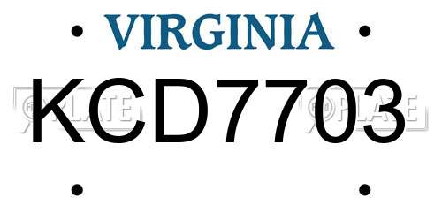 KCD7703 Virginia License Plate