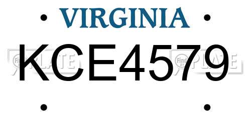 KCE4579 Virginia License Plate