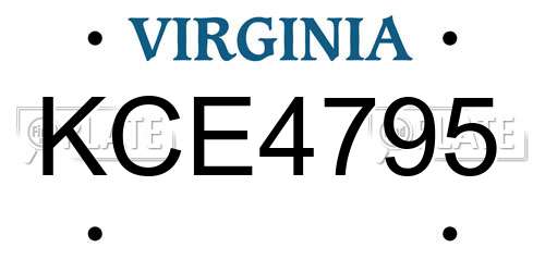 KCE4795 Virginia License Plate
