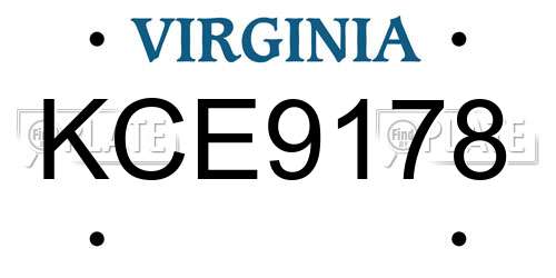 KCE9178 Virginia License Plate