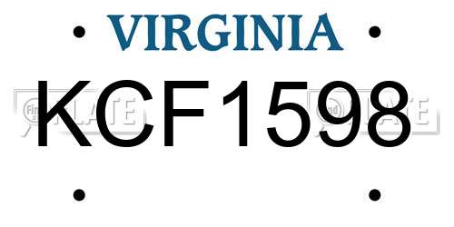 KCF1598 Virginia License Plate