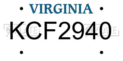 KCF2940 Virginia License Plate