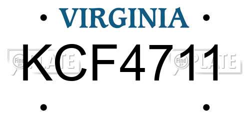 KCF4711 Virginia License Plate