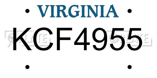 KCF4955 Virginia License Plate