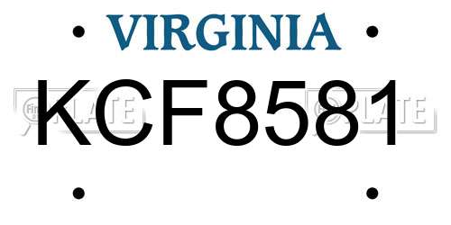 KCF8581 Virginia License Plate