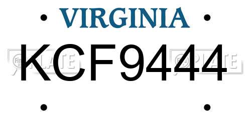 KCF9444 Virginia License Plate