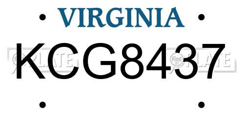 KCG8437 Virginia License Plate