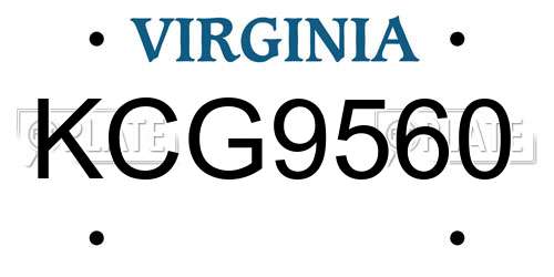 KCG9560 Virginia License Plate