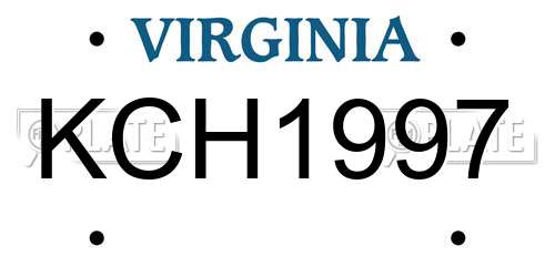 KCH1997 Virginia License Plate