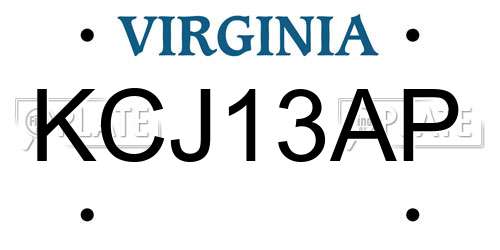 KCJ13AP Virginia License Plate