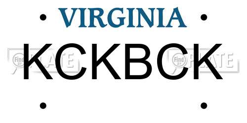 KCKBCK Virginia License Plate