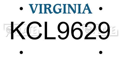 KCL9629 Virginia License Plate