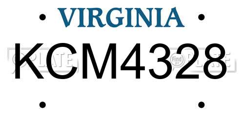 KCM4328 Virginia License Plate