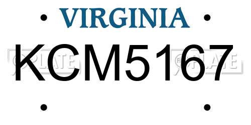 KCM5167 Virginia License Plate