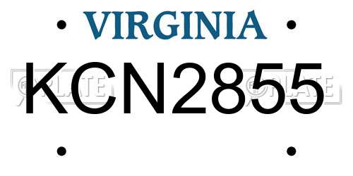 KCN2855 Virginia License Plate