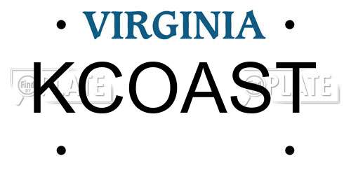 KCOAST Virginia License Plate