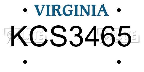 KCS3465 Virginia License Plate