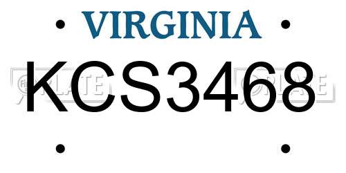 KCS3468 Virginia License Plate