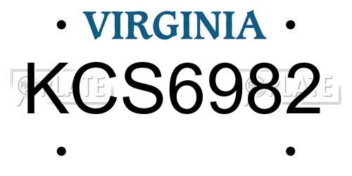 KCS6982 Virginia License Plate