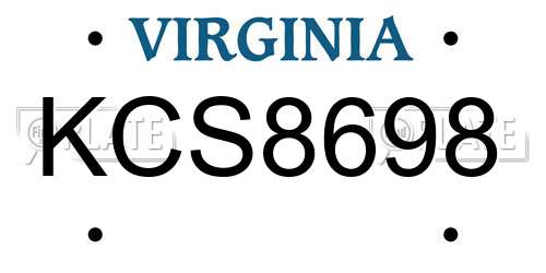 KCS8698 Virginia License Plate