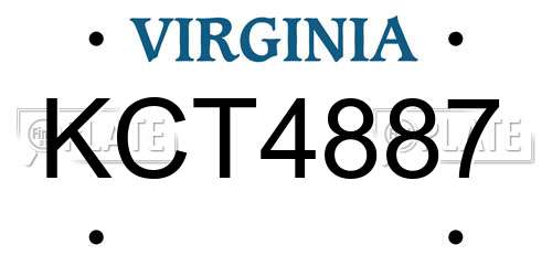 KCT4887 Virginia License Plate