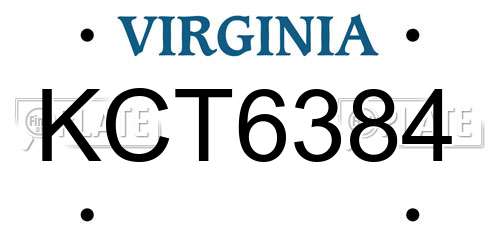 KCT6384 Virginia License Plate