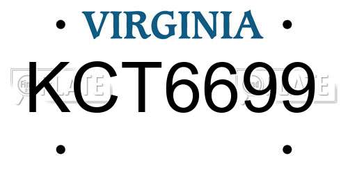 KCT6699 Virginia License Plate