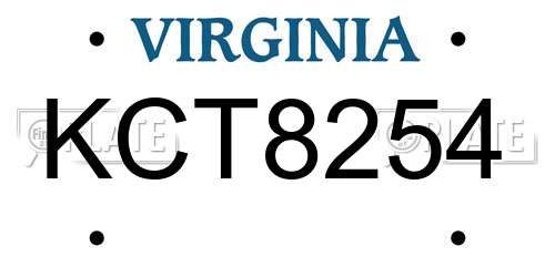 KCT8254 Virginia License Plate