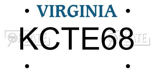 KCTE68 Virginia License Plate